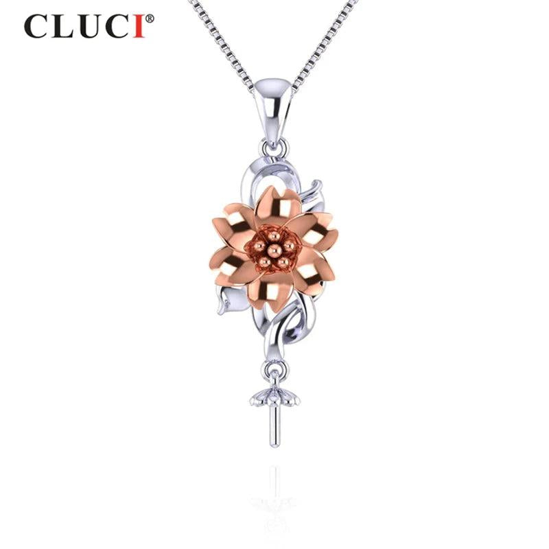 925 Silver Flower Women Pendant Necklace Sterling Silver Valentine Gift
