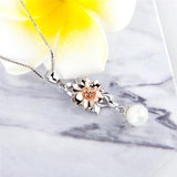 925 Silver Flower Women Pendant Necklace Sterling Silver Valentine Gift