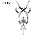 925 Silver Zircon Pearl Pendant Mounting Necklace Jewelry Making SP045SB