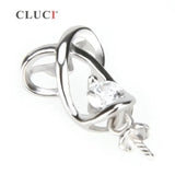 925 Silver Zircon Pearl Pendant Mounting Necklace Jewelry Making SP045SB