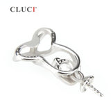 925 Silver Zircon Pearl Pendant Mounting Necklace Jewelry Making SP045SB