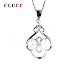 925 Silver Flower Necklace Pendant Jewelry with Pearl Mounting SP077SB