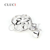 925 Silver Flower Necklace Pendant Jewelry with Pearl Mounting SP077SB