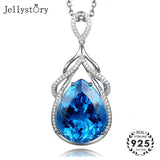 Silver 925 Necklace with Sapphire Zircon Gemstone Pendant