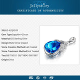 Silver 925 Necklace with Sapphire Zircon Gemstone Pendant