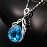 Silver 925 Necklace with Sapphire Zircon Gemstone Pendant