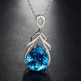 Silver 925 Necklace with Sapphire Zircon Gemstone Pendant