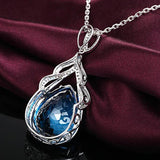 Silver 925 Necklace with Sapphire Zircon Gemstone Pendant