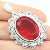 Neo-Gothic Red Ruby Silver Pendant for Men - Street Party Jewelry