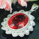 Neo-Gothic Red Ruby Silver Pendant for Men - Street Party Jewelry