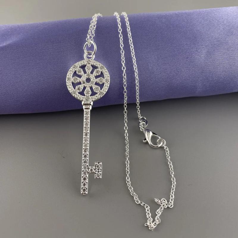 925 Silver Key Pendant Necklace For Women Gift