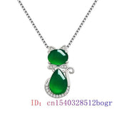 Jade Cat Pendant Hetian Chalcedony Charm Necklace 925 Silver
