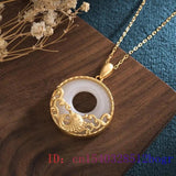 Jade Carp Pendant Amulet Gemstone 925 Silver Necklace