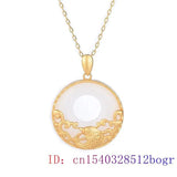Jade Carp Pendant Amulet Gemstone 925 Silver Necklace