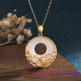 Jade Carp Pendant Amulet Gemstone 925 Silver Necklace