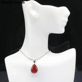 Drop Shape Red Ruby 925 Silver Pendant for Women