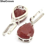 Drop Shape Red Ruby 925 Silver Pendant for Women