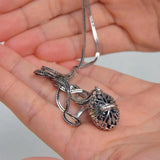Sterling Silver Necklace Women's Open Pendant Floral Ball Thai Silver