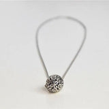 Sterling Silver Necklace Women's Open Pendant Floral Ball Thai Silver