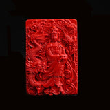 Organic Cinnabar Dragon Guanyin Pendant Necklace Charm