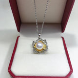ZHBORUIN Pearl Necklace Sliver Flower Necklace Natural Pearl Pendant