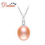 8-9mm Pearl Pendants Necklace 925 Sterling Silver Elegance Natural Pearl Necklac