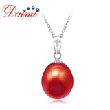 8-9mm Pearl Pendants Necklace 925 Sterling Silver Elegance Natural Pearl Necklac