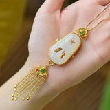 Gold-Plated Hetian Jade Buddha Pendant