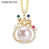 ZHBORUIN Colored Castle Pearl Pendant Necklace