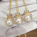 ZHBORUIN Colored Castle Pearl Pendant Necklace