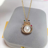 ZHBORUIN Colored Castle Pearl Pendant Necklace