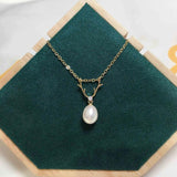 ZHBORUIN 14K Plated Elk Drop Pearl Pendant Freshwater Pearl Necklace