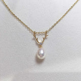 ZHBORUIN 14K Plated Elk Drop Pearl Pendant Freshwater Pearl Necklace