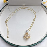 ZHBORUIN Pearl Necklace 100% Natural 14k Women's Choker Pendant Jewelry