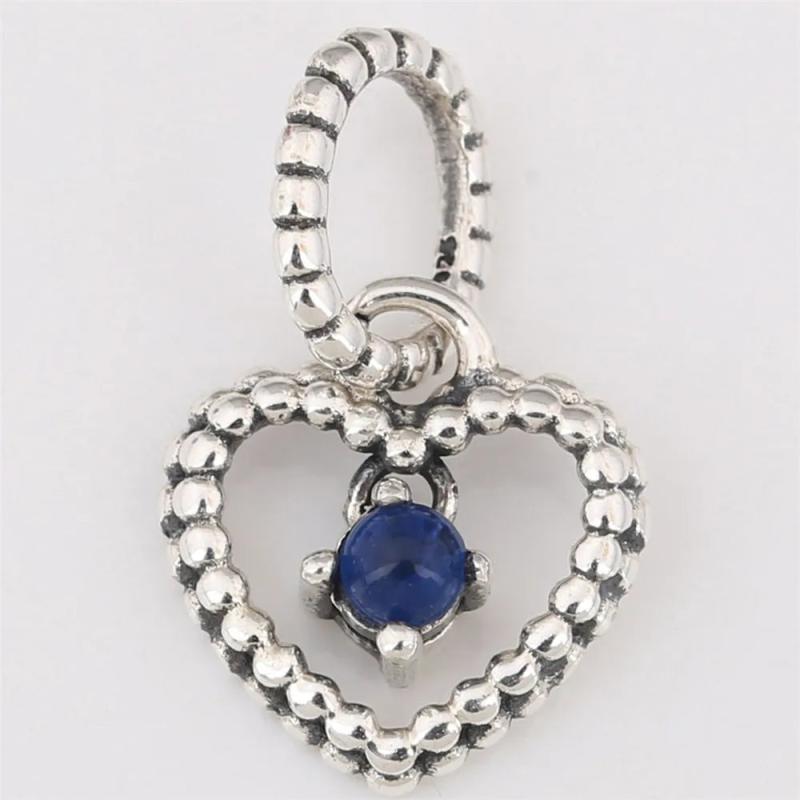 Mistletoe 925 Silver Beaded Heart Dangle Charm European Jewelry