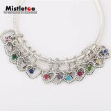 Mistletoe 925 Silver Beaded Heart Dangle Charm European Jewelry