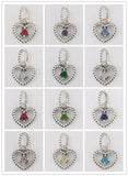 Mistletoe 925 Silver Beaded Heart Dangle Charm European Jewelry