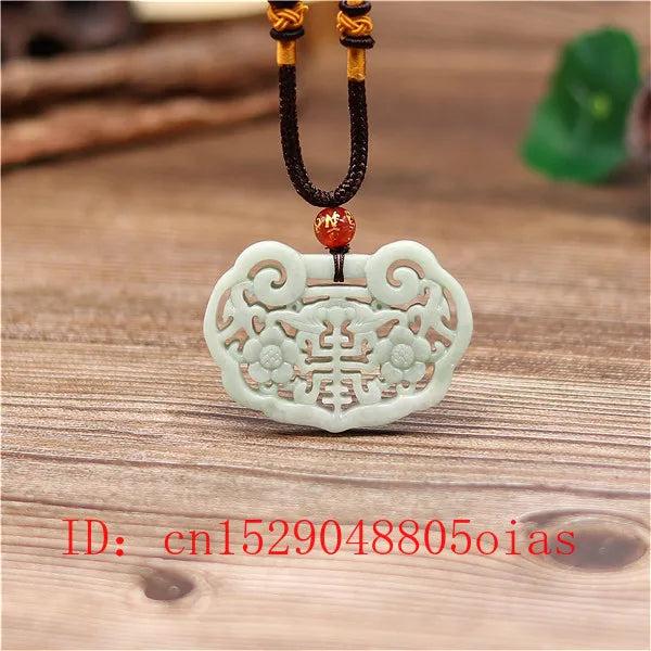Chinese Jade Bat Pendant Flower Necklace Charm Jewelry