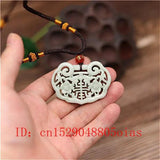 Chinese Jade Bat Pendant Flower Necklace Charm Jewelry
