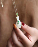 Guanyin Hand Bottle Hotian Jade Pendant Necklace Good Pregnancy Clavicle Chain
