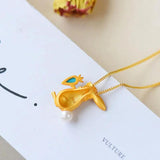 S925 Silver Turquoise Squirrel Pendant with Hetian Jade