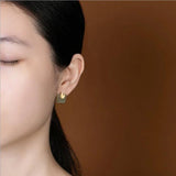 S925 Sterling Silver Hetian Jade Leaf Necklace Set