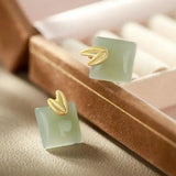 S925 Sterling Silver Hetian Jade Leaf Necklace Set
