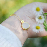 Hetian Jade Mirror Pendant S925 Sterling Silver Vintage Jade Necklace