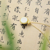 Hetian Jade Mirror Pendant S925 Sterling Silver Vintage Jade Necklace