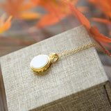 Hetian Jade Mirror Pendant S925 Sterling Silver Vintage Jade Necklace