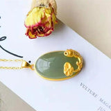 Hetian Jade Prosperous Necklace S925 Sterling Silver Goldfish Lucky Ingot