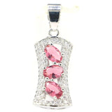 Pink Tourmaline Green Peridot Silver Pendant