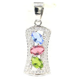 Pink Tourmaline Green Peridot Silver Pendant