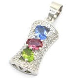 Pink Tourmaline Green Peridot Silver Pendant